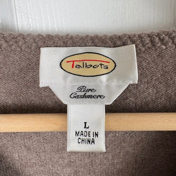 Vtg Talbots 100% Cashmere V-Neck Sweater Brown Womens L Old Money Minimalist - Picture 2 of 6